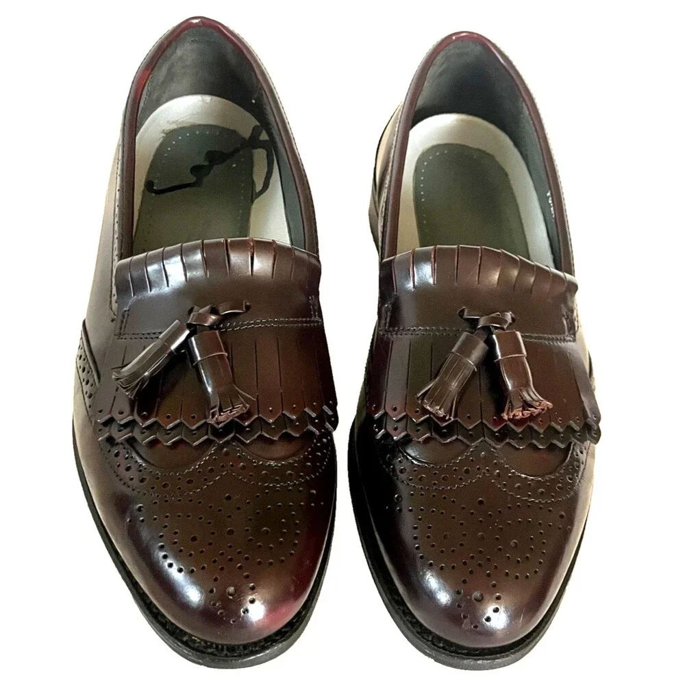Dexter Shoes Vtg Kiltie Tassel Loafer Wingtip Burgundy Benchmade 10.5 USA Preppy